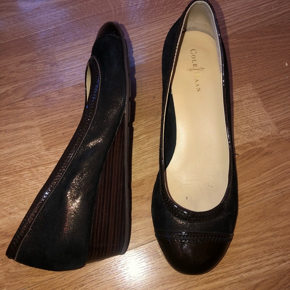 COLE HAAN Nike Air Technology Brown Wedge Heels Pump 7 B - Picture 1 of 12